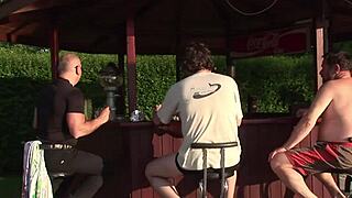 Fucking the Sexy Mother-in-Law Outdoors in Fishnets