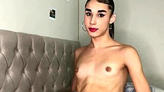 cute latina trans nerd strokes small waist cock solo amateur