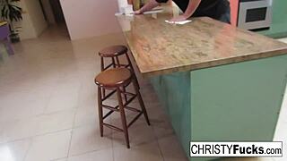 Christy Mack's tits and wet pussy make kitchen play feel so damn good