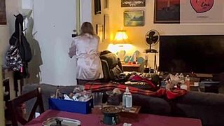 stepmom sneaks neighbor inside while hubby's away for secret fun