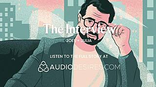 rubbing her tits in the interview till she cums then begs for dick