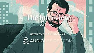 rubbing her tits in the interview till she cums then begs for dick