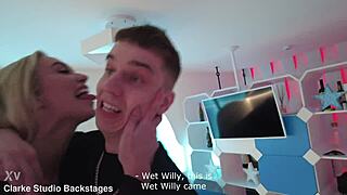 Mila Ray's first porn backstage quickie facefucked by monster cock