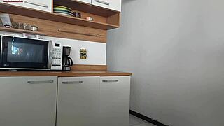 Risky sex while husband showers with his friend nearby
