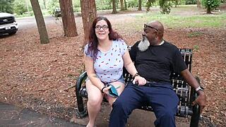 Nerdy Milf Sucks Big Black Cock In Park