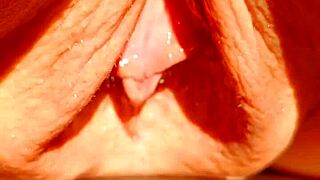 Mature Blonde Spreads Huge Wet Pussy Lips Wide