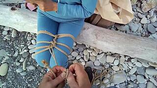 sofie bound against the sea reads book while tied up pov