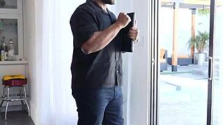 Black landlord sneaks 4K creampies into busty milf's pussy