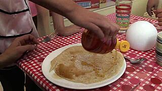 we're amy anderssen, carly parker, and chloe serving extras beyond pancakes at the diner