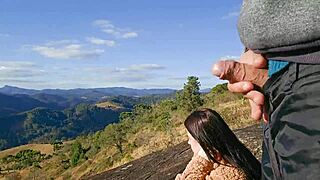 Brazilian Guide Shows Huge Cock to Curvy Tourist on Mountain Ride