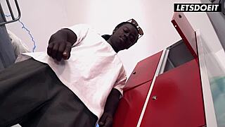 Eveline Dellai bends for huge black cock anal in hostel