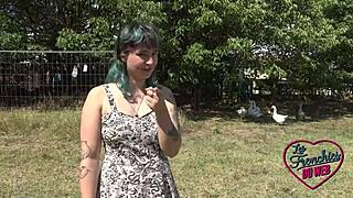 french chubby slut khala teases with her tight pussy in outdoor group chat