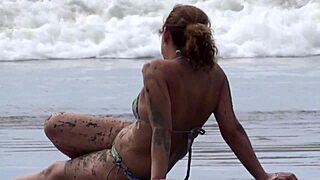 real cuckold hubby blasts huge load on wife beach flash and masturbate