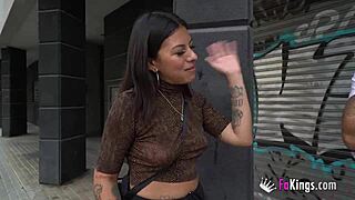 public-loving woman shows skills by train tracks