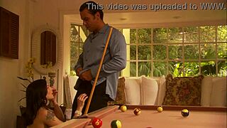gentlemen start pool game but end up fucking her tight butthole