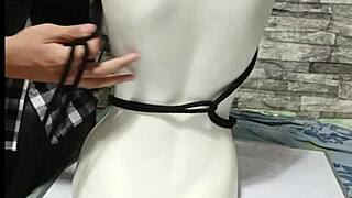 peruvian girl learns bdsm tutorial on tying her own boobs tight