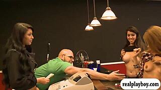 lovely babe flashes natural tits and ass for cash!