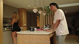 Milf cougar begs for semen glass beauty treatment after kitchen doggystyle riding big cock moaning