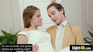 hey, young bride sneaks orgy fun while hubby peeks helplessly