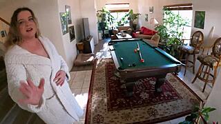 horny milf bends over pool for big cock doggystyle creampie