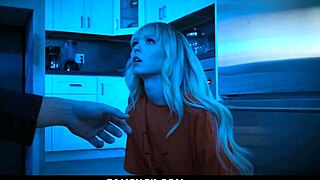 Stepbrother blackmails cute stepsis Lilly Bell into doggystyle sex