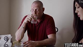 wow big ass petite teen stepdaughter begs horny mature stepdad to smash her tight holes hard!