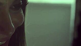 foster uncovers busty cuban milf's big ass secrets bent over bed. jeans drop for steamy doggystyle riding session