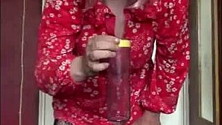 bisexual crossdresser craves your hot piss straight from bladder. shy homemade humiliation in stockings begs to swallow