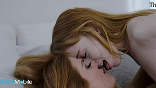 redhead milf licks tenants trimmed pussy on sofa moaning dirty talk