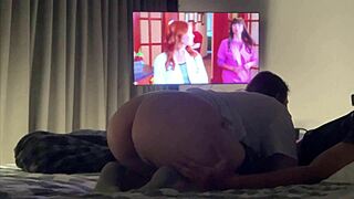 movie night with best friend turns into creampie riding and pussy licking