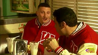 i watch my brunette and blonde girlfriends kiss into hot bed play