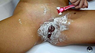 whoa watch this unshaven pussy get shaved up close pov