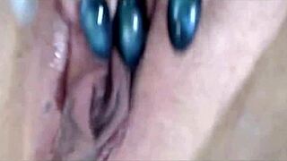 a mature bitch shakes with orgasms around her anal plug in private show