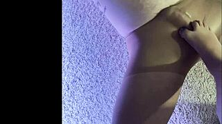 husband wears my wet pantyhose as i stroke him with feet