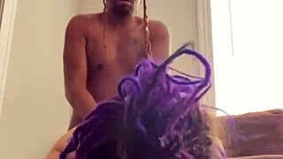 yo, that broke purple dreadhead slut's taking this rough dick pounding so hard right now