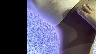 husband wears my wet pantyhose as i stroke him with feet