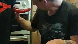 She pegs boyfriend's ass kitchen public cornfield bathroom ass to mouth