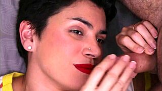 i adore the way cum lands right on her pretty smile up close