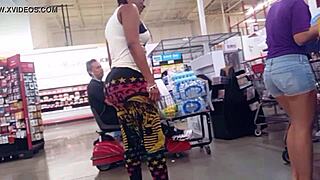 candid busty girl in tight leggings shows off her huge tits pt 2