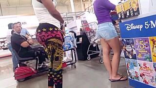 candid busty girl in tight leggings shows off her huge tits pt 2