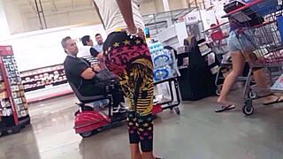 candid busty girl in tight leggings shows off her huge tits pt 2