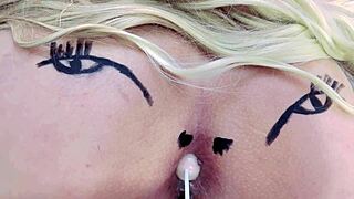 naughty minds see a pink asshole sucking candy but it's a huge buttplug tease