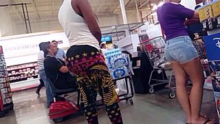 candid busty girl in tight leggings shows off her huge tits pt 2