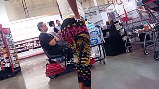 candid busty girl in tight leggings shows off her huge tits pt 2