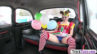 i'm the gal in clown costume getting driven hard for free ride fare