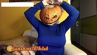 big boobs pumpkin cam girl wishes pervs happy halloween night