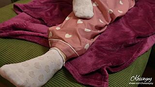 horny stepsis feet in pajamas ruin my footjob orgasm pov