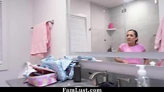 stepmom locks stepdaughter's wild pussy tight in chastity belt to end antics