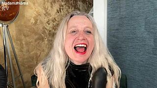 check out this bimbo blonde in latex corset prolapsing her huge pussy with mega dildo fisting