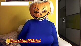 big boobs pumpkin cam girl wishes pervs happy halloween night